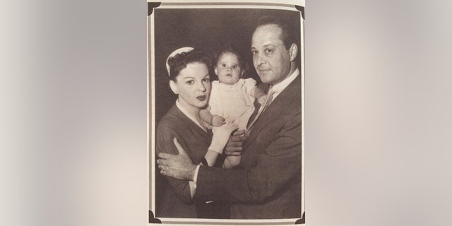 Lorna Luft as a baby with her mother, Judy Garland and father, Sid Luft on the set of "A Star Is Born."