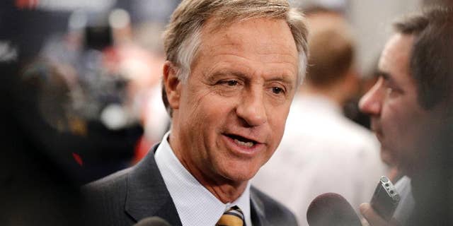 Tennessee Gov. Bill Haslam talks with reporters in Nashville, Tenn., April 13, 2016.