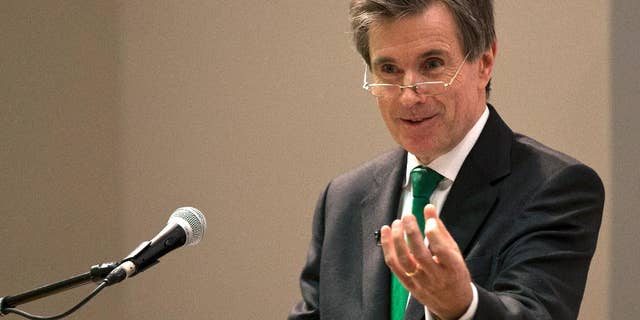FILE - In this Monday, Feb. 16, 2015 file photo, former head of the British Secret Intelligence Service (MI6), John Sawers speaks at King's College part of the University of London, in London. Britain’s former spy chiefs have asked voters to keep the United Kingdom inside the European Union, arguing that the alliance gives their nation an edge in gathering anti-terrorist intelligence and underpins continental peace. The appeal published on Sunday May 8, 2016 by former MI5 director-general Jonathan Evans and former MI6 chief John Sawers sparked a fierce rebuttal from campaigners seeking a British exit from the 28-nation EU in the June 23 referendum. (AP Photo/Alastair Grant, File)
