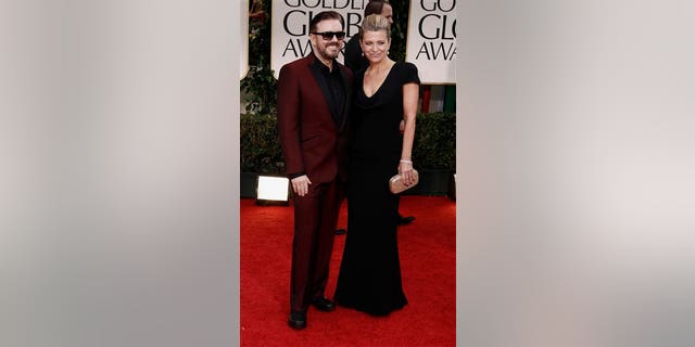 Ricky Gervais, left, and Jane Fallon have dated for 36 years. The comedian told David Letterman, "I don't think there's any point to us getting married."
