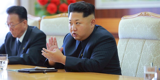 North Korean leader Kim Jong Un receives a Cuban delegation (not pictured), in this undated photo released in Pyongyang September 8, 2015.
