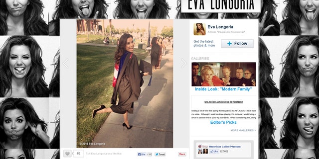 Eva Longoria's WhoSay.com posing after her graduation on Saturday.