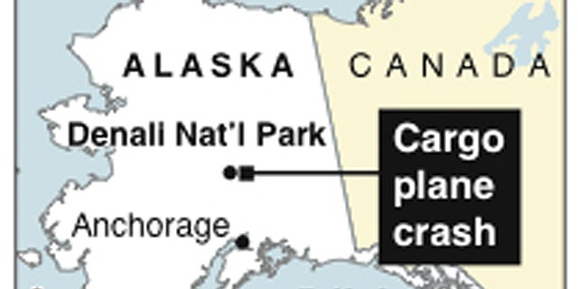 Map locates cargo plane crash near Denali National Park in Alaska