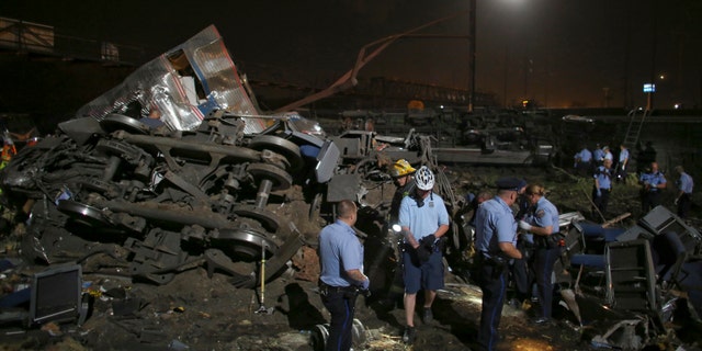 The scene of the Philadelphia train wreck