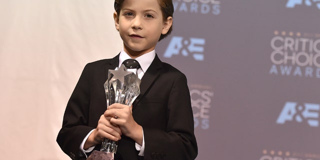 Jan. 17, 2016: Jacob Tremblay poses in the press room with the award for best young actor/actress for 'Room' at the 21st annual Critics' Choice Awards at the Barker Hangar in Santa Monica, Calif. (Photo by Jordan Strauss/Invision/AP)