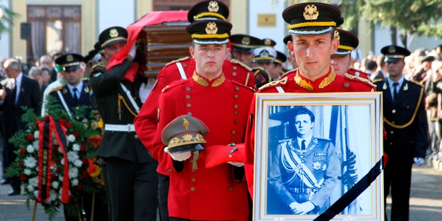 Dec. 3, 2011: The funeral procession for the self-styled king of Albania, Leka Zogu is seen in Tirana.
