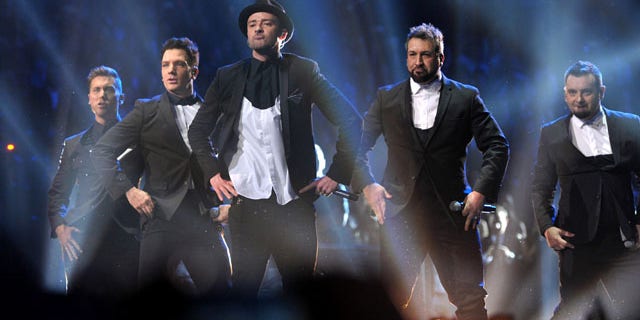 Sunday, August 25, 2013: This image released by MTV shows, from left, Lance Bass, JC Chasez, Justin Timberlake, Joey Fatone and Chris Kirkpatrick, of 'N Sync, at the MTV Video Music Awards at Barclays Center.
