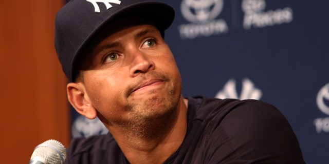 Alex Rodriguez, at yesterday's news conference. (AP Photo/Charles Cherney)