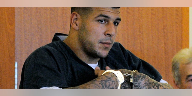 Aaron Hernandez during a bail hearing in Fall River Superior Court in Fall River, Mass., on June 27, 2013.