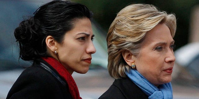 FILE: Feb. 22, 2008: Then-Sen. Hillary Clinton, D-N.Y., with chief of staff Huma Abedin in Fort Worth, Texas.