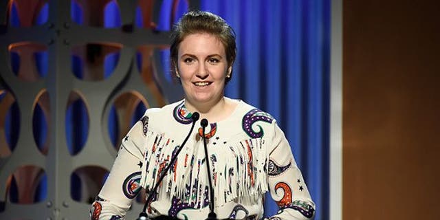 Lena Dunham speaks onstage during the 24th annual Women in Entertainment Breakfast in 2015. 