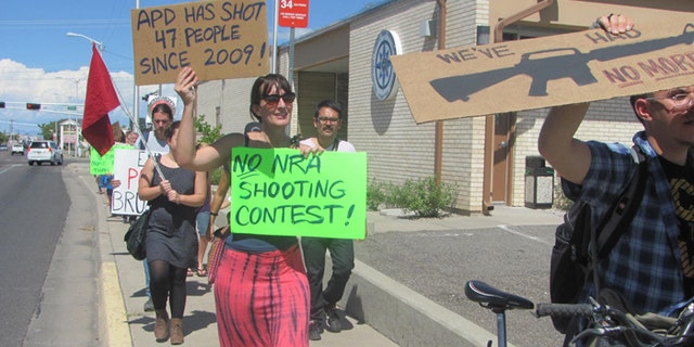 Demonstrators say the Albuquerque Police Department's shooting contest sends the wrong message. (FoxNews.com)