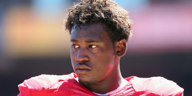 Linebacker Aldon Smith #99 of the San Francisco 49ers looks on against the Green Bay Packers at Candlestick Park on September 8, 2013 in San Francisco, California. (Photo by Jeff Gross/Getty Images)