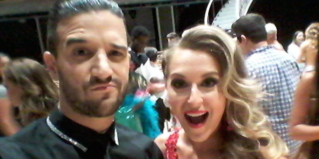Nov. 10, 2015: Alexa PenaVega and dance partner Mark Ballas talk to reporters after their elimination from 'Dancing With The Stars' (Carole Glines)