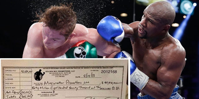 Floyd Mayweather Jr. and Canelo Alvarez during their fight on September 14, 2013.