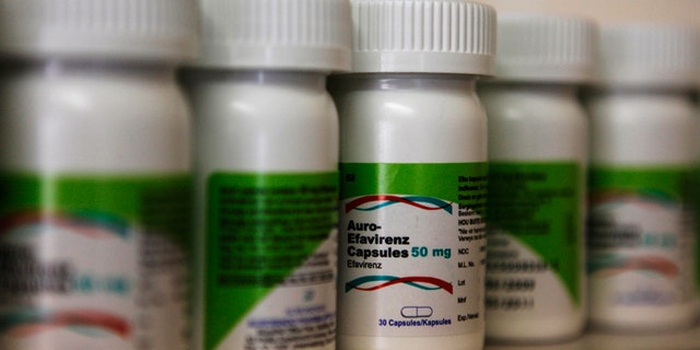 Anti-retroviral (ARV) drugs sit on a shelf in the pharmacy at the Ubuntu clinic in Cape Town's Khayelitsha township.