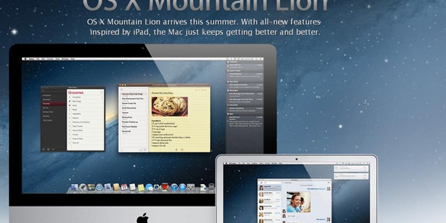 A screenshot of the Apple.com website, where the company is showing off early images from a forthcoming "Mountain Lion" update to its operating system.