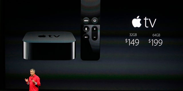 Eddy Cue, Apple's senior vice president of Internet Software and Services, discusses Apple TV pricing during an Apple media event in San Francisco, California, Sept. 9, 2015.