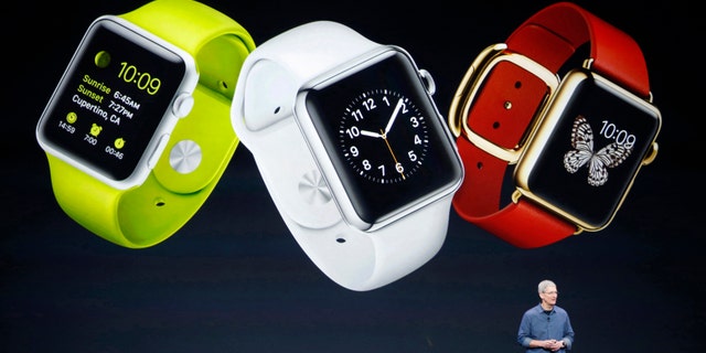 Apple CEO Tim Cook speaks about the Apple Watch during an Apple event at the Flint Center in Cupertino, California, Sept. 9, 2014.