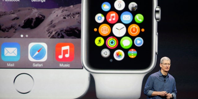 Apple CEO Tim Cook speaks during an Apple event announcing the iPhone 6 and the Apple Watch at the Flint Center in Cupertino, California, Sept. 9, 2014.