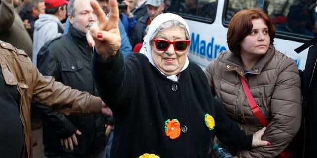 Hebe de Bonafini, president of the Madres de Plaza de Mayo in Buenos Aires, Argentina, Thursday, Aug. 4, 2016.