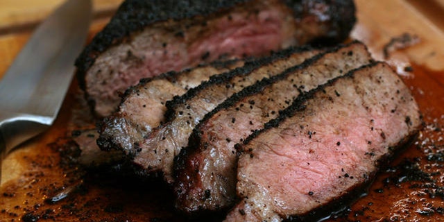 ** FOR USE WITH AP WEEKLY FEATURES ** Moderate amounts of lean beef can have a place in a healthy diet. Coffee-and cocoa-encrusted sirloin, shown in this May 1, 2007 photo, uses a lean cut of beef and should not be cooked past medium to prevent it from drying out. (AP Photo/Larry Crowe)