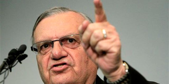 December 21, 2011: A defiant Maricopa County Sheriff Joe Arpaio speaks to the media before holding a ceremony where 92 of his immigration jail officers, who lost their federal power to check whether inmates are in the county illegally, turn in their credentials after federal officials pulled the Sheriff's office immigration enforcement powers.