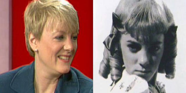 Actress Alison Arngrim on FoxNews.com's 'The Strategy Room' (left) and as Nellie Oleson on 'Little House on the Prairie.'