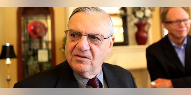RANCHO BERNARDO, CA - AUGUST 10: Sheriff Joe Arpaio speaks during a visit to the Rancho Bernardo Inn on August 10, 2010 in Rancho Bernardo, California. Arpaio, who is Sheriff of Maricopa County in Arizona, gained national attention for using deputies to conduct raids to apprehend illegal immigrants and building large outdoor prison tents to house inmates. (Photo by Sandy Huffaker/Getty Images) *** Local Caption *** Joe Arpaio