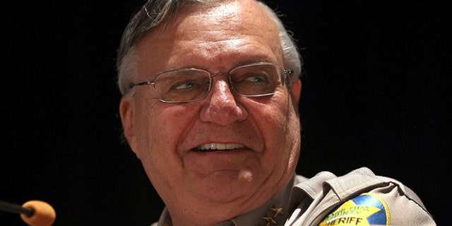 PHOENIX - APRIL 29: Maricopa County sheriff Joe Arpaio speaks to participants of the Border Security Expo on April 29, 2010 in Phoenix, Arizona. Arpaio, promoted by his supporters as "America's Toughest Sheriff", voiced his support for Arizona's new immigration enforcement law. His deputies conduct frequent sweeps to arrest undocumented immigrants in his county, which includes the state capitol Phoenix. (Photo by John Moore/Getty Images)