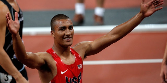 Aug. 9, 2012: United States' Ashton Eaton celebrates after winning the men's decathlon at the London Olympics.
