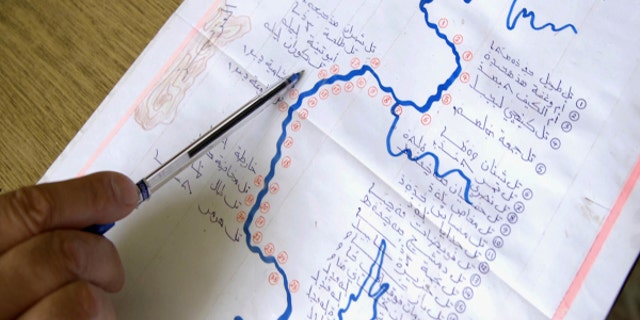 A map shows the string of Assyrian Christian villages attacked by the Islamic State group along northern Syrias Khabur River in this frame grab from Silence After the Storm, a documentary about the villages by Assyrian filmmaker Sargon Saadi. The villages now stand virtually deserted after the militants attacked in February 2015, taking more than 200 men, women and children captive and driving out the rest, all members of a community that traces its heritage back to the beginnings of Christianity. (Sargon Saadi via AP)