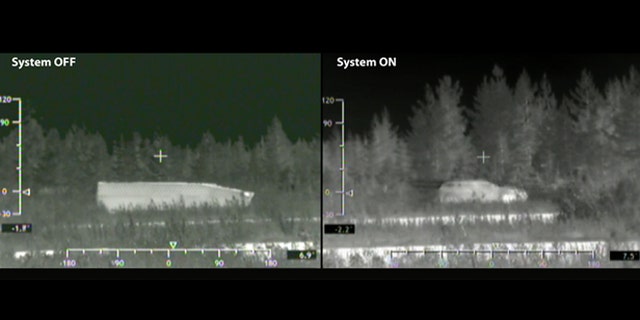 Cloaking technology from BAE makes a tank (left) show up on radar screens in disguise (right). It's one of many "invisibility cloaks" being developed.