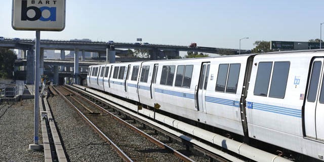 October 15, 2013: A Bay Area Rapid Transit train leaves a station Tuesday in Oakland, Calif.