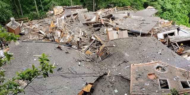 Floods triggered a structural collapse in the Heaven Mountain Area in North Carolina.