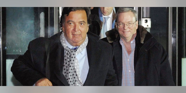 Eric Schmidt, executive chairman of Google, right, and former New Mexico Gov. Bill Richardson, left, arrive at an airport in Pyongyang, North Korea, Monday, Jan. 7, 2013. The Google chairman wants a first-hand look at North Korea's economy and social media in his private visit Monday to the communist nation, his delegation said, despite misgivings in Washington over the timing of the trip. (AP Photo/Kyodo News) JAPAN OUT, MANDATORY CREDIT, NO LICENSING IN CHINA, HONG KONG, JAPAN, SOUTH KOREA AND FRANCE
