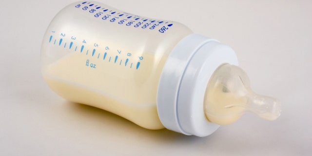 baby milk bottle on white background