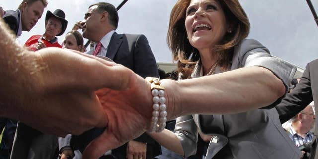 Rep. Michele Bachmann, R-Minn., greets supporters after her formal announcement to seek the 2012 Republican presidential nomination, Monday, June 27, 2011, in Waterloo, Iowa. Bachmann, who was born in Waterloo, will continue her announcement tour this week with stops in New Hampshire and South Carolina. (AP Photo
