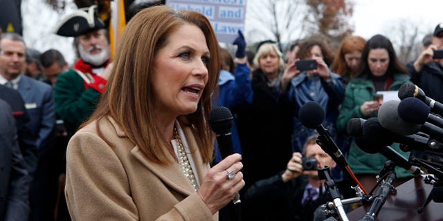 FILE: Dec. 3, 2014: Rep. Michele Bachmann, R-Minn., on Capitol Hill in Washington, D.C.