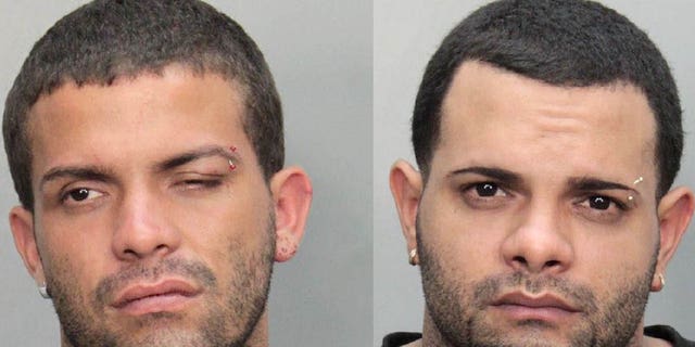 July 27: These booking mugshots, released by Miami-Dade police Department, show Luis and Jonathon Baez of Puerto Rico in Miami. The two brothers were arrested after they punched an American Airlines pilot at the Miami International Airport.