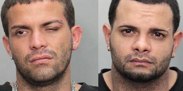 July 27: These booking mugshots, released by Miami-Dade police Department, show Luis and Jonathon Baez of Puerto Rico in Miami. The two brothers were arrested after they punched an American Airlines pilot at the Miami International Airport.