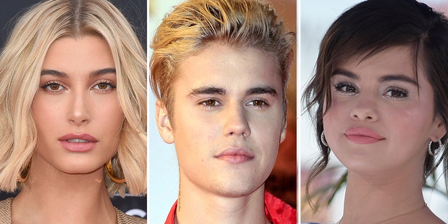 Hailey Baldwin, left, and Justin Bieber, center, are engaged. Selena Gomez, right, dated Bieber on-and-off for years.