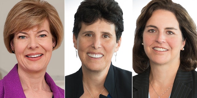 Wisconsin Democratic Sen. Tammy Baldwin (left) and attorneys Debra Katz (middle) and Lisa Banks (right).