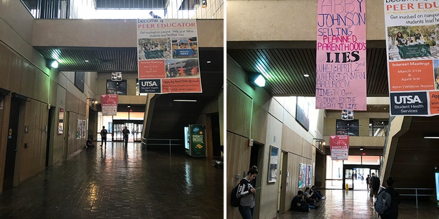 Pro-life students at University of Texas at San Antonio noticed their banner promoting an upcoming speaker had been stolen Friday.