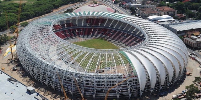 PORTO ALEGRE, BRAZIL - DECEMBER 15: An aerial view of the Beira Rio stadium venue for the FIFA 2014 World Cup Brazil on December 15, 2013 in Porto Alegre, Brazil. (Photo by Shaun Botterill/Getty Images,)