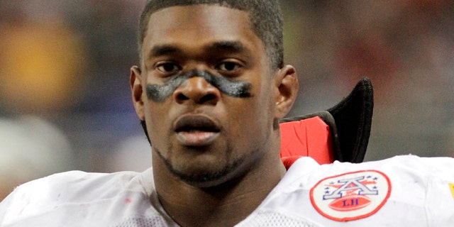 FILE - This Dec. 19, 2010, file photo, shows Kansas City Chiefs linebacker Jovan Belcher during an NFL football game in St. Louis. (AP Photo/Seth Perlman, File)