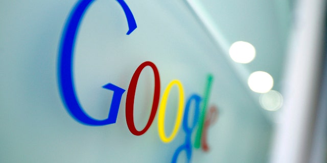 The Google logo is seen at the company's headquarters in Brussels.