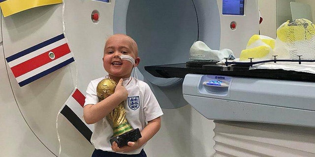 After surviving six weeks of radiotherapy treatment, five-year-old Ben Williams received his very own “World Cup” trophy.