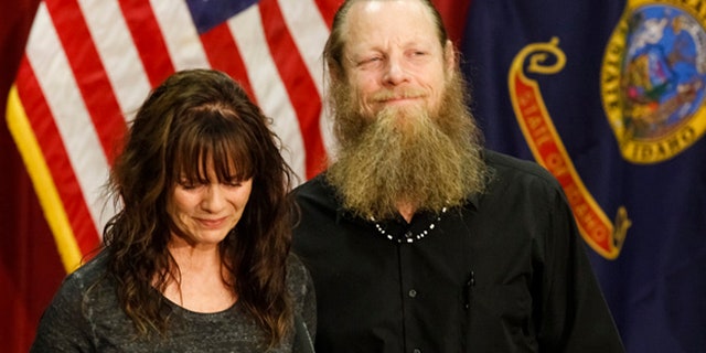 June 1, 2014: Jani and Bob Bergdahl speak at a press conference at Gowen Field in Boise, Idaho.