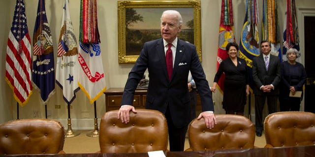 Vice President Biden in the Roosevelt Room at the White House in Washington, Monday, Dec. 16, 2013.